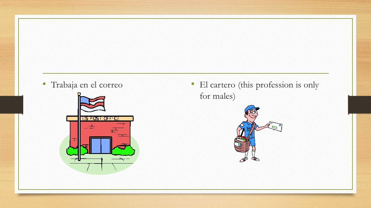 Trabaja en el correo El cartero (this profession is only for males)