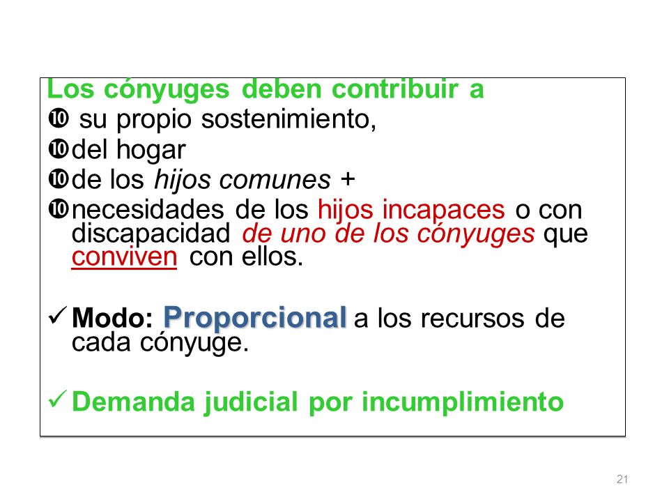 Los cónyuges deben contribuir a su propio sostenimiento, del hogar