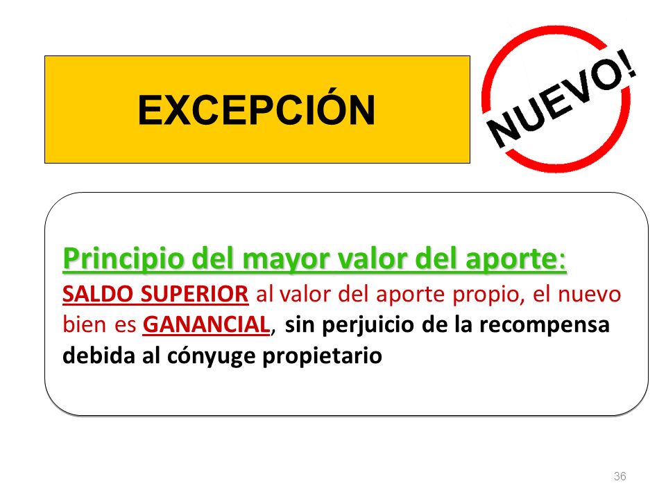 EXCEPCIÓN Principio del mayor valor del aporte: