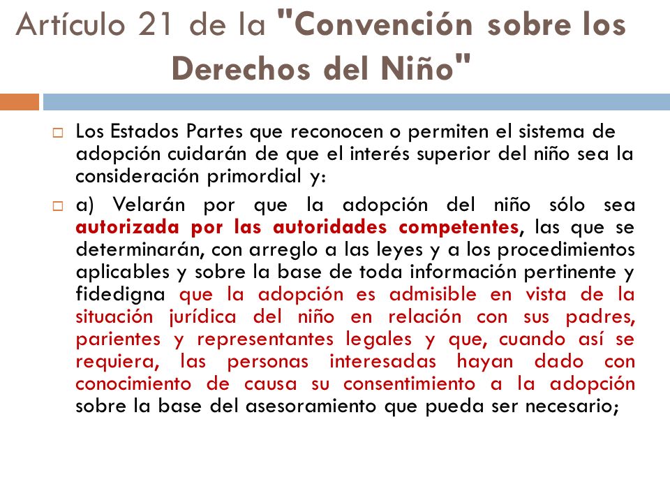 Artículo 21 de la Convención sobre los Derechos del Niño