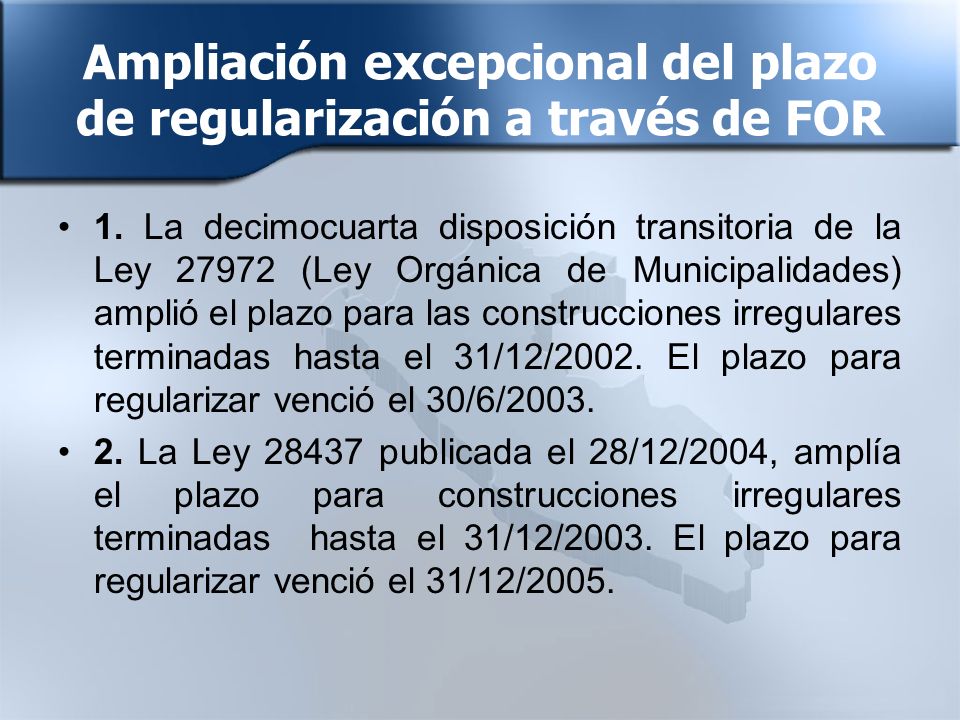 Ampliación excepcional del plazo de regularización a través de FOR