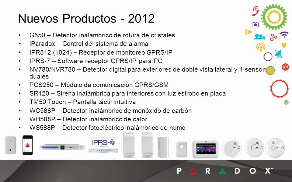 Nuevos Productos G550 – Detector inalámbrico de rotura de cristales. iParadox – Control del sistema de alarma.