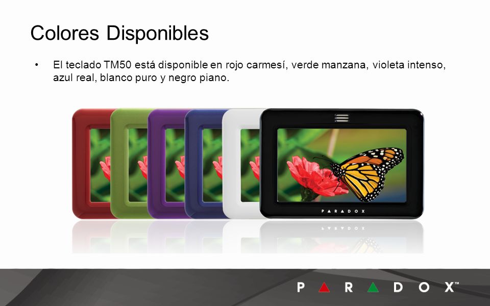 Colores Disponibles El teclado TM50 está disponible en rojo carmesí, verde manzana, violeta intenso, azul real, blanco puro y negro piano.