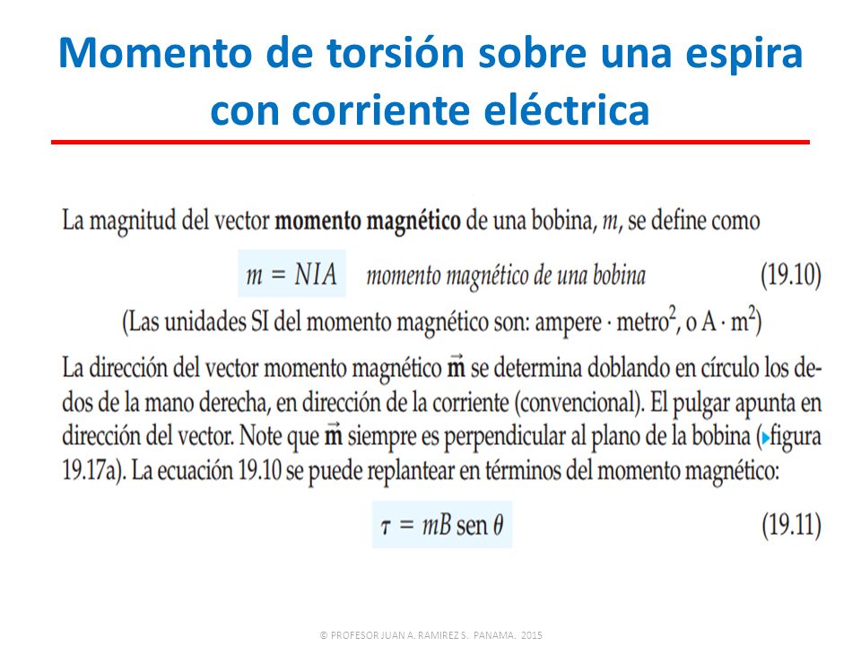 Momento de torsión sobre una espira con corriente eléctrica