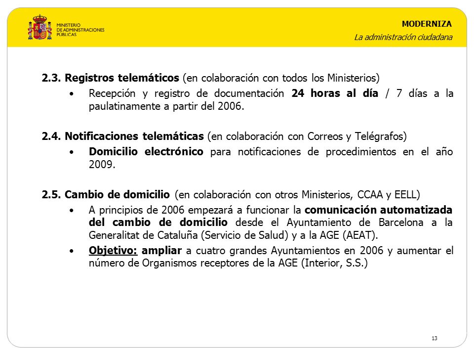 2.3. Registros telemáticos (en colaboración con todos los Ministerios)