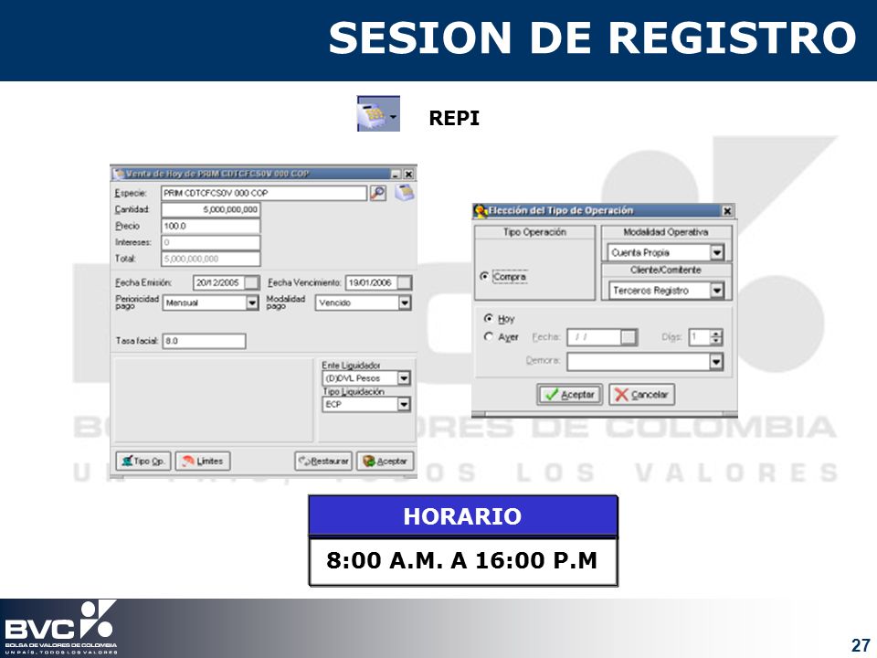 SESION DE REGISTRO REPI HORARIO 8:00 A.M. A 16:00 P.M