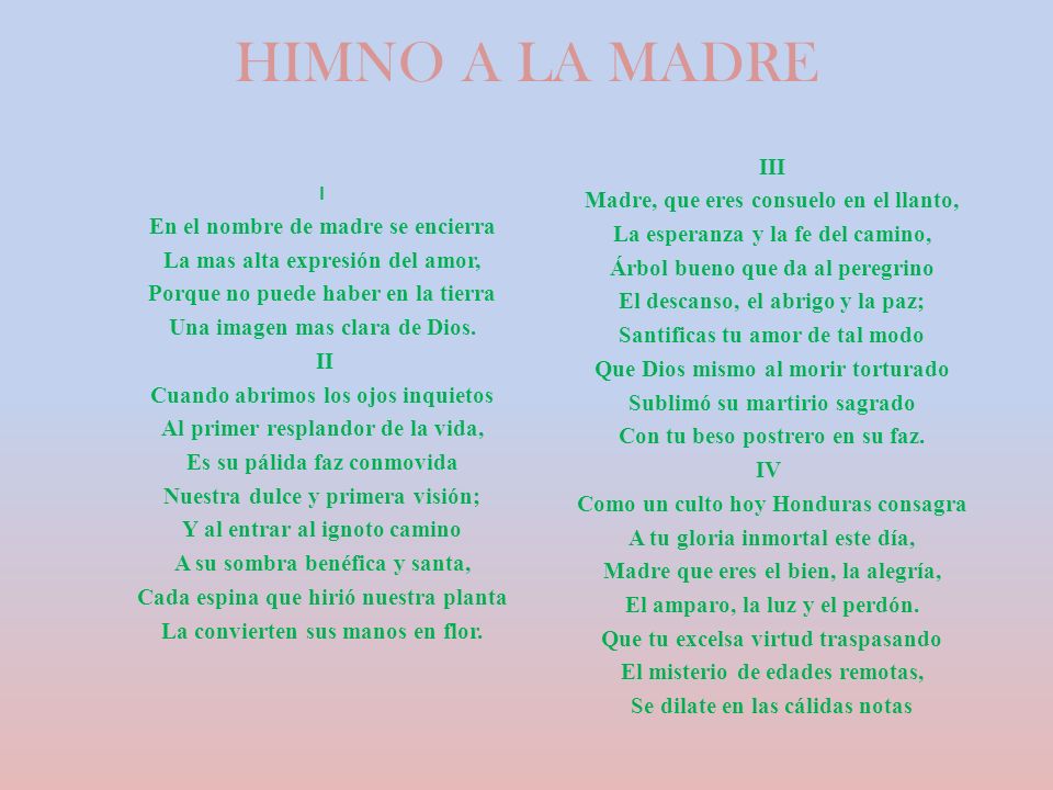 HIMNO A LA MADRE III Madre, que eres consuelo en el llanto,