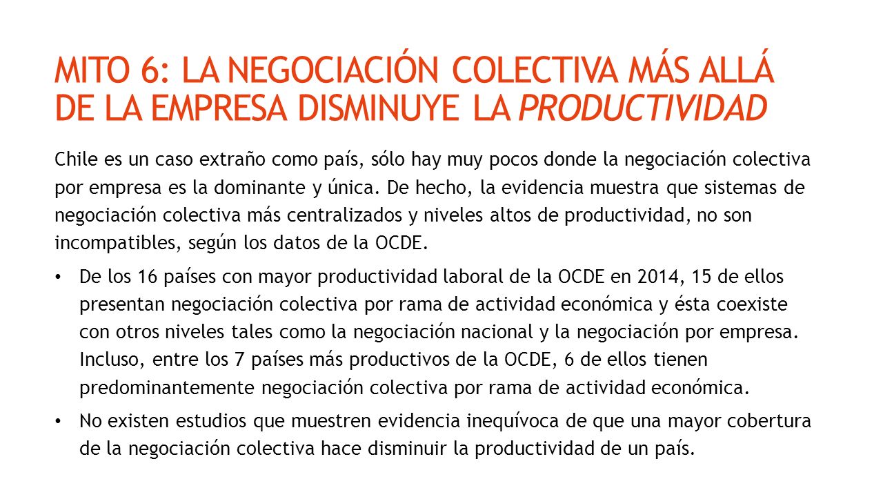 MITO 6: LA NEGOCIACIÓN COLECTIVA MÁS ALLÁ DE LA EMPRESA DISMINUYE LA PRODUCTIVIDAD