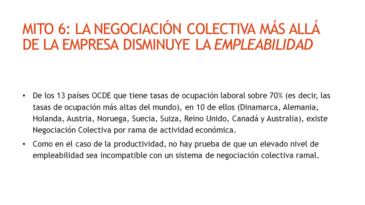 MITO 6: LA NEGOCIACIÓN COLECTIVA MÁS ALLÁ DE LA EMPRESA DISMINUYE LA EMPLEABILIDAD
