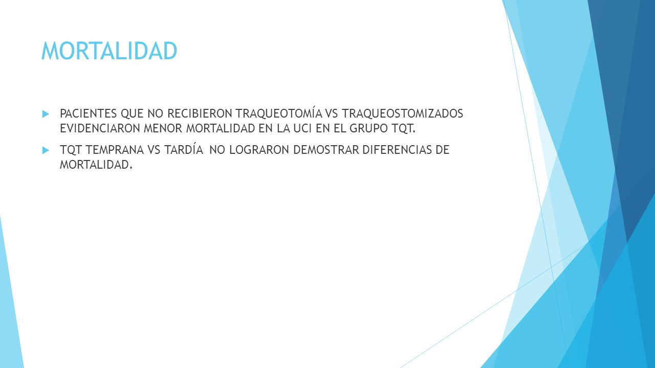 MORTALIDAD PACIENTES QUE NO RECIBIERON TRAQUEOTOMÍA VS TRAQUEOSTOMIZADOS EVIDENCIARON MENOR MORTALIDAD EN LA UCI EN EL GRUPO TQT.