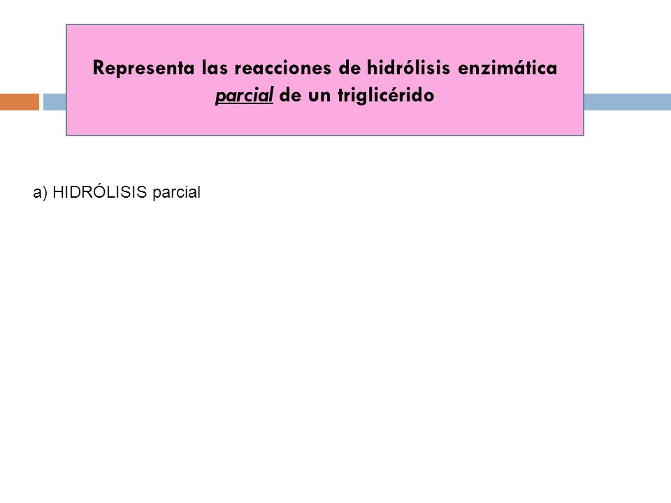 Representa las reacciones de hidrólisis enzimática parcial de un triglicérido
