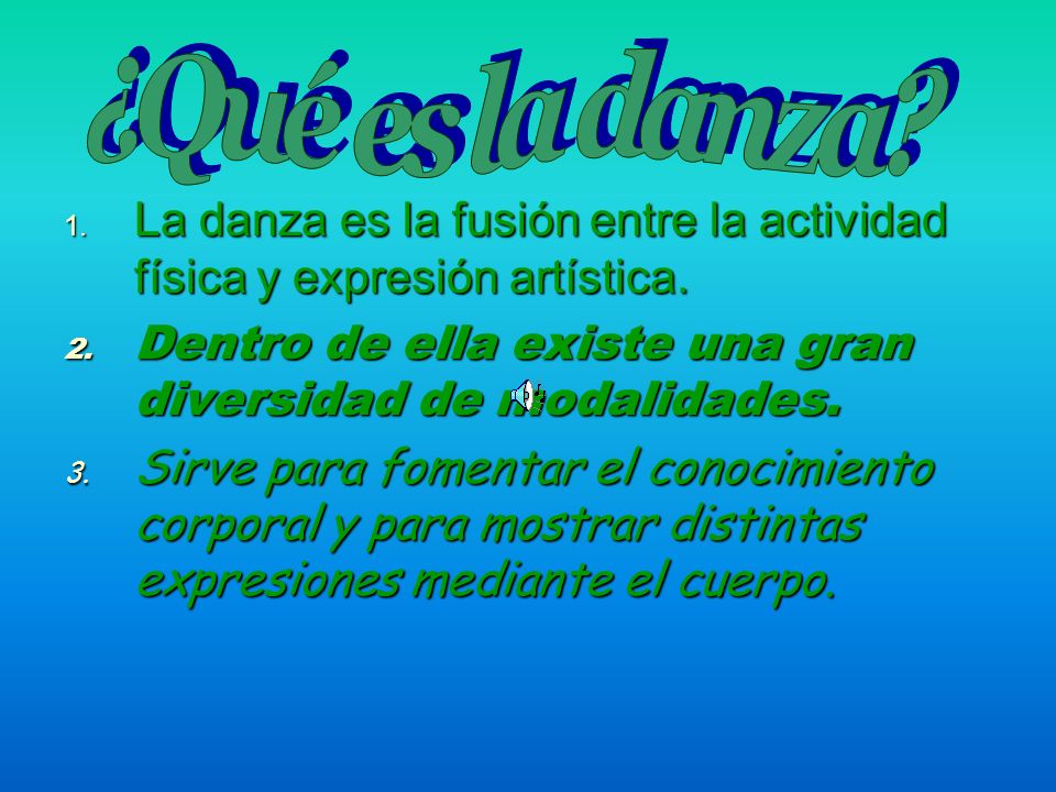 ¿Qué es la danza La danza es la fusión entre la actividad física y expresión artística. Dentro de ella existe una gran diversidad de modalidades.