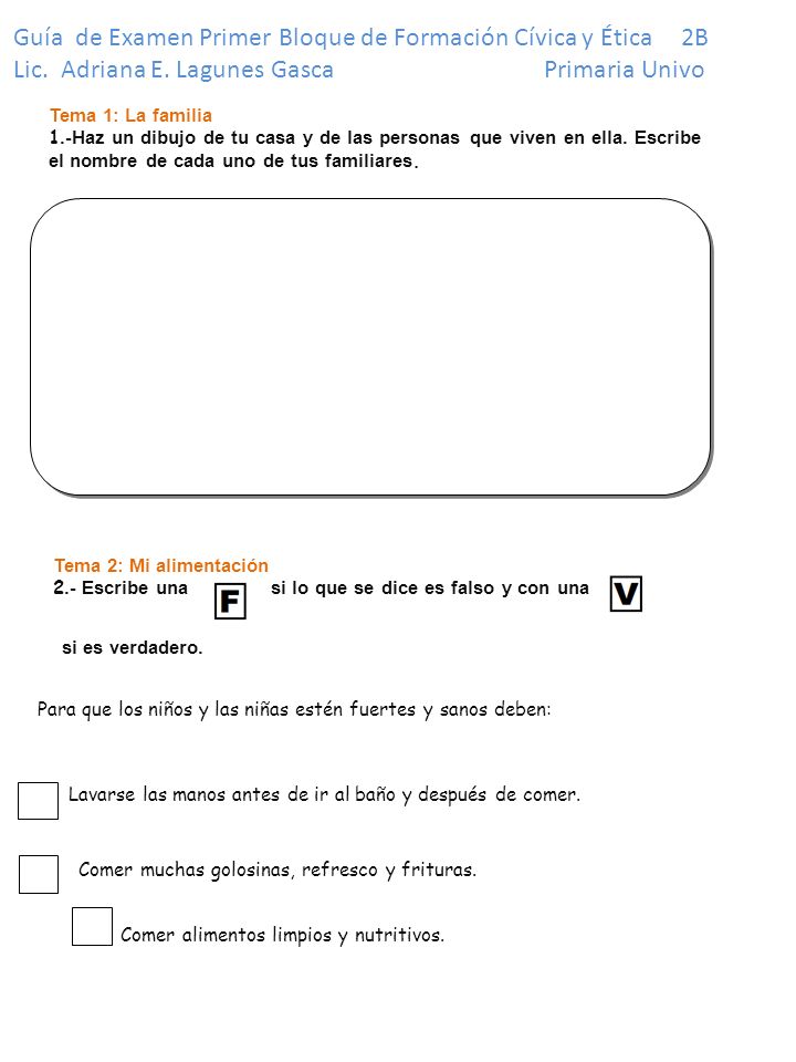 Guía de Examen Primer Bloque de Formación Cívica y Ética 2B