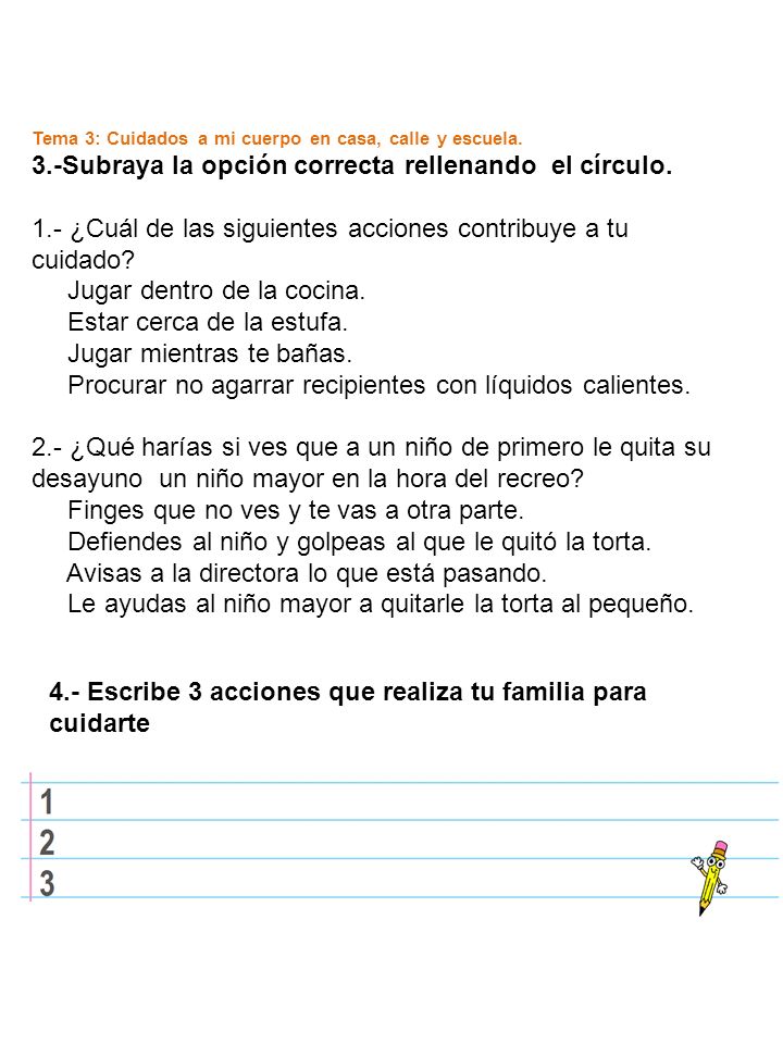 3.-Subraya la opción correcta rellenando el círculo.