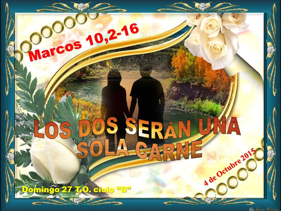 LOS DOS SERÁN UNA SOLA CARNE Marcos 10, de Octubre 2015