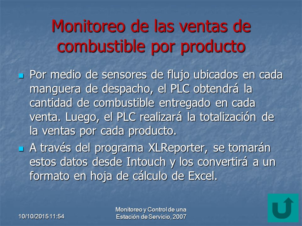 Monitoreo de las ventas de combustible por producto