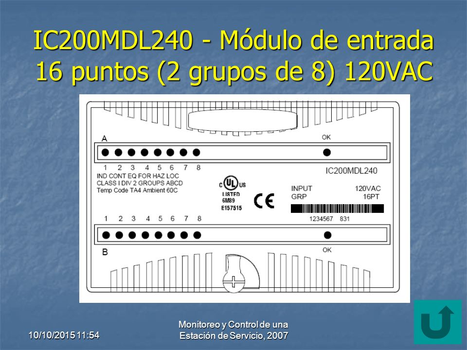 IC200MDL240 - Módulo de entrada 16 puntos (2 grupos de 8) 120VAC