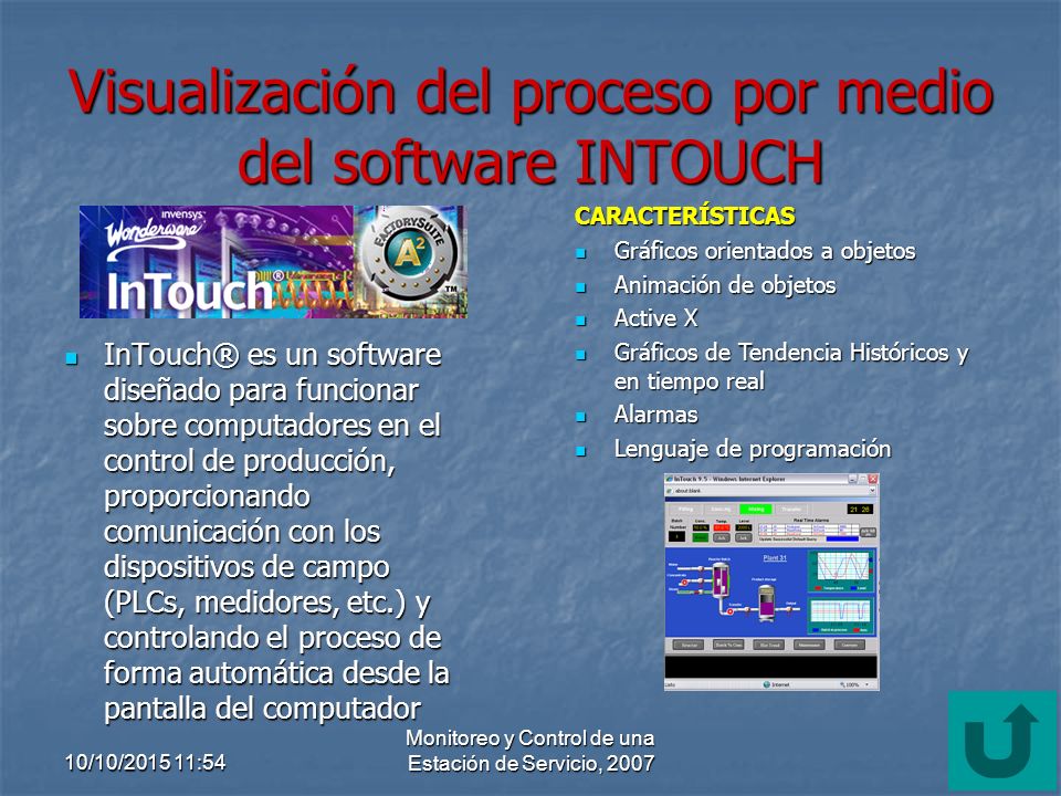 Visualización del proceso por medio del software INTOUCH