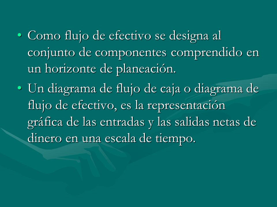 Como flujo de efectivo se designa al conjunto de componentes comprendido en un horizonte de planeación.