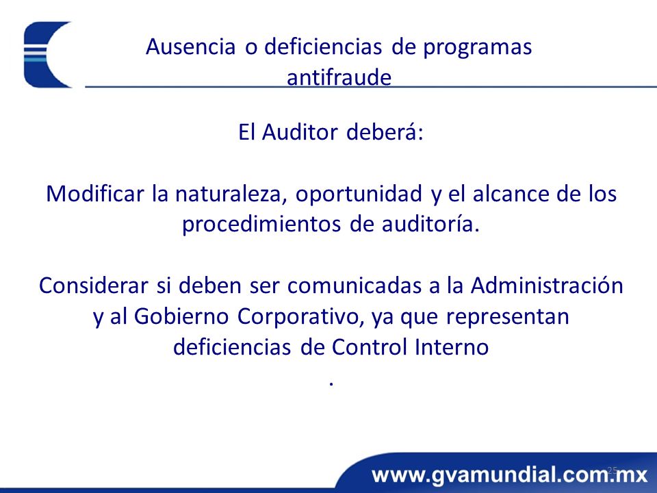 Ausencia o deficiencias de programas antifraude