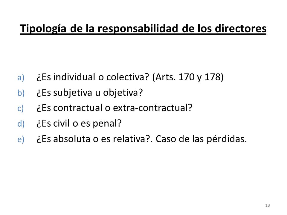 Tipología de la responsabilidad de los directores