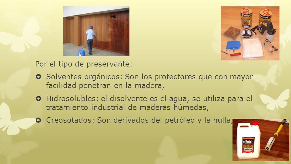 Por el tipo de preservante: