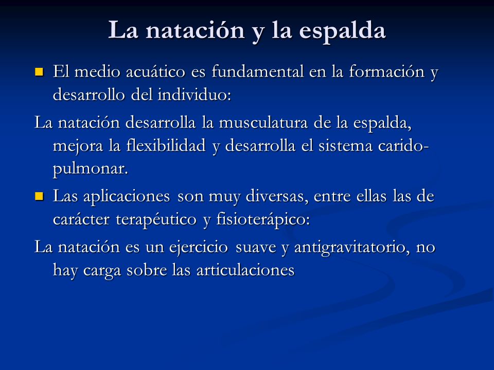 La natación y la espalda