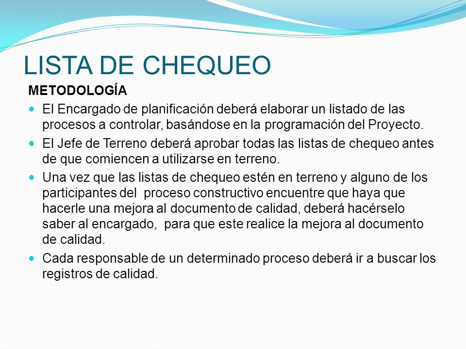 LISTA DE CHEQUEO METODOLOGÍA