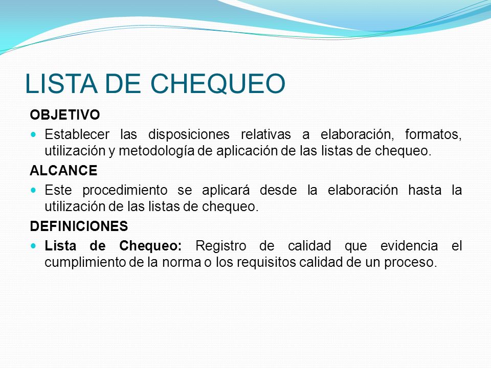 LISTA DE CHEQUEO OBJETIVO