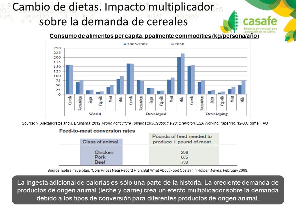 Cambio de dietas. Impacto multiplicador sobre la demanda de cereales