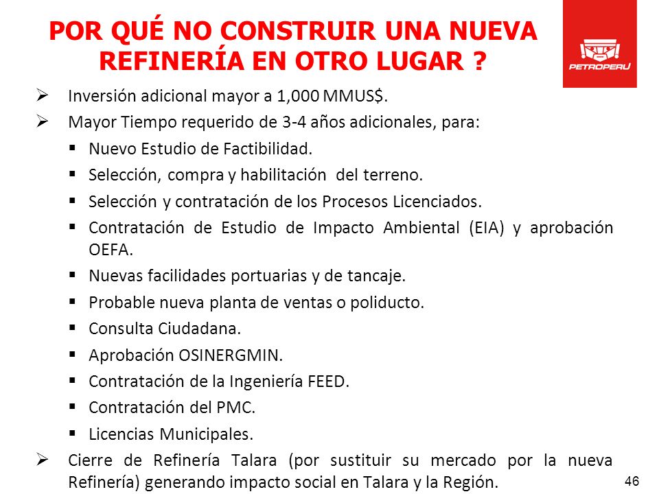 POR QUÉ NO CONSTRUIR UNA NUEVA REFINERÍA EN OTRO LUGAR