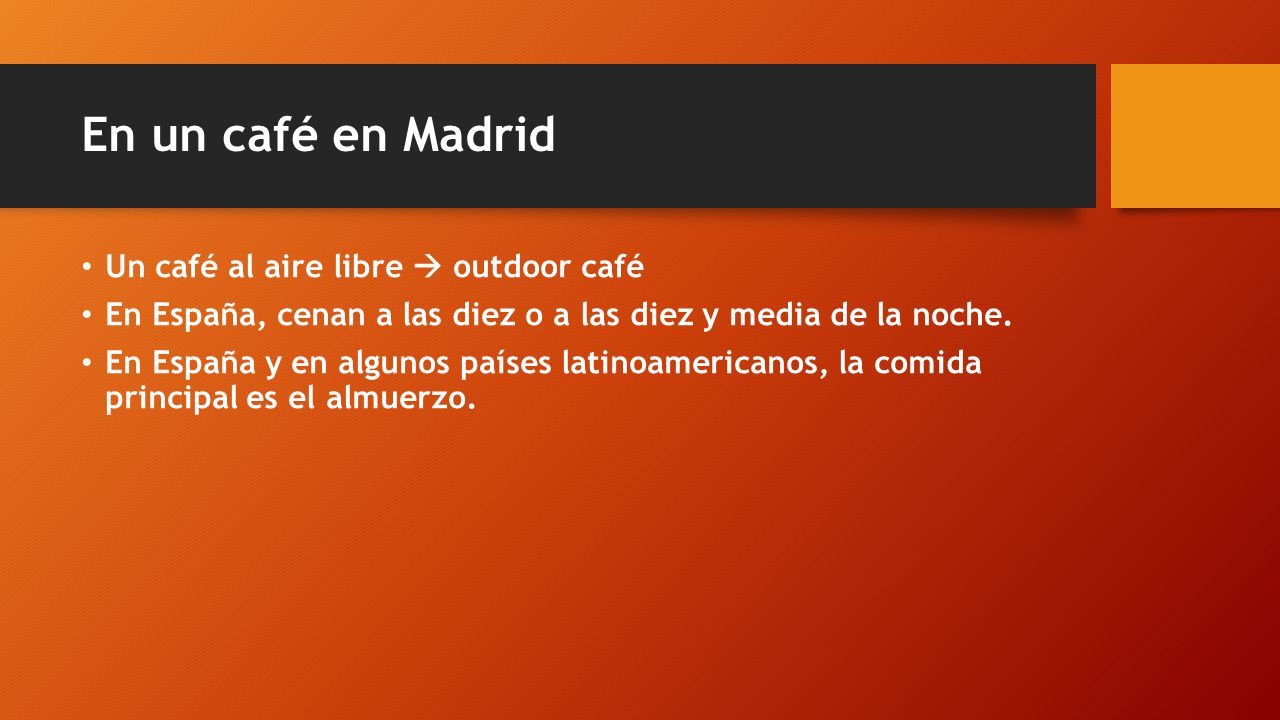 En un café en Madrid Un café al aire libre  outdoor café