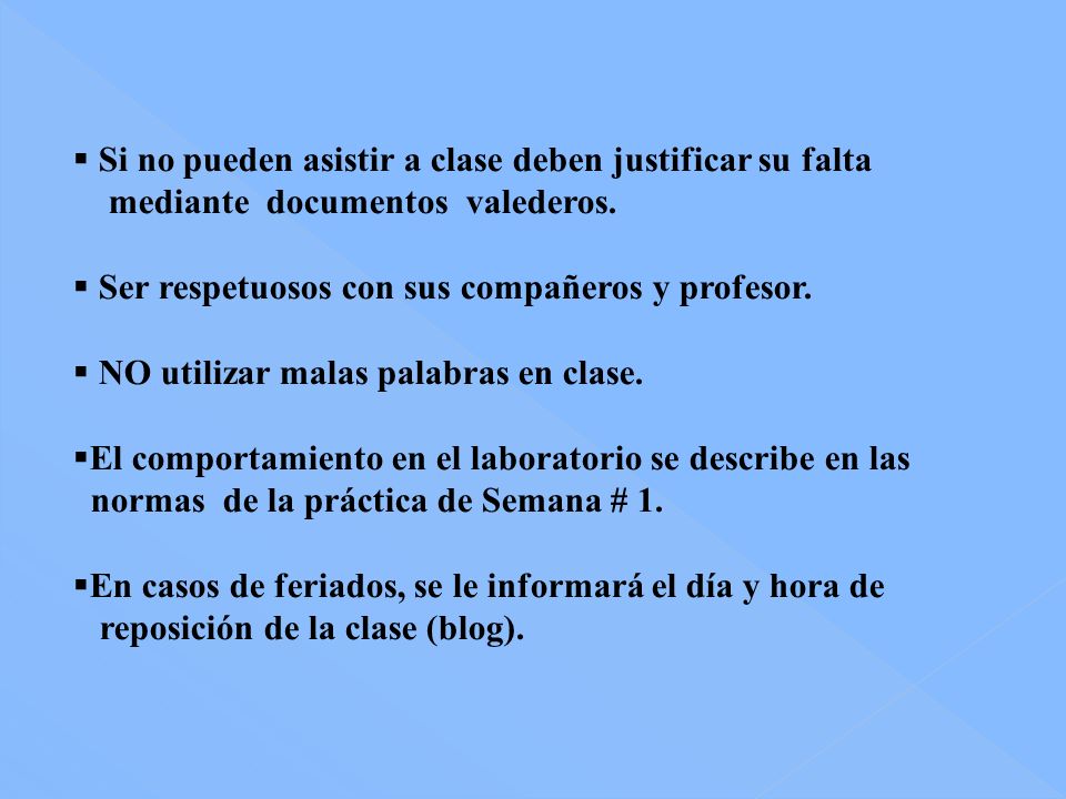 Si no pueden asistir a clase deben justificar su falta
