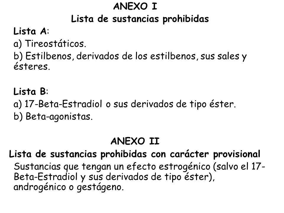 Lista de sustancias prohibidas con carácter provisional