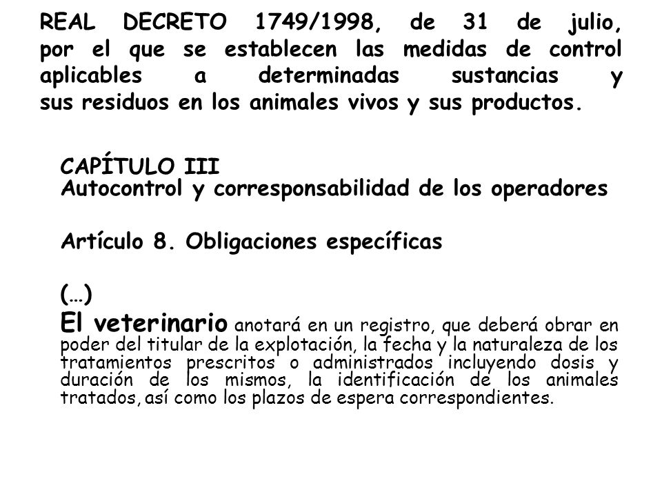 CAPÍTULO III Autocontrol y corresponsabilidad de los operadores