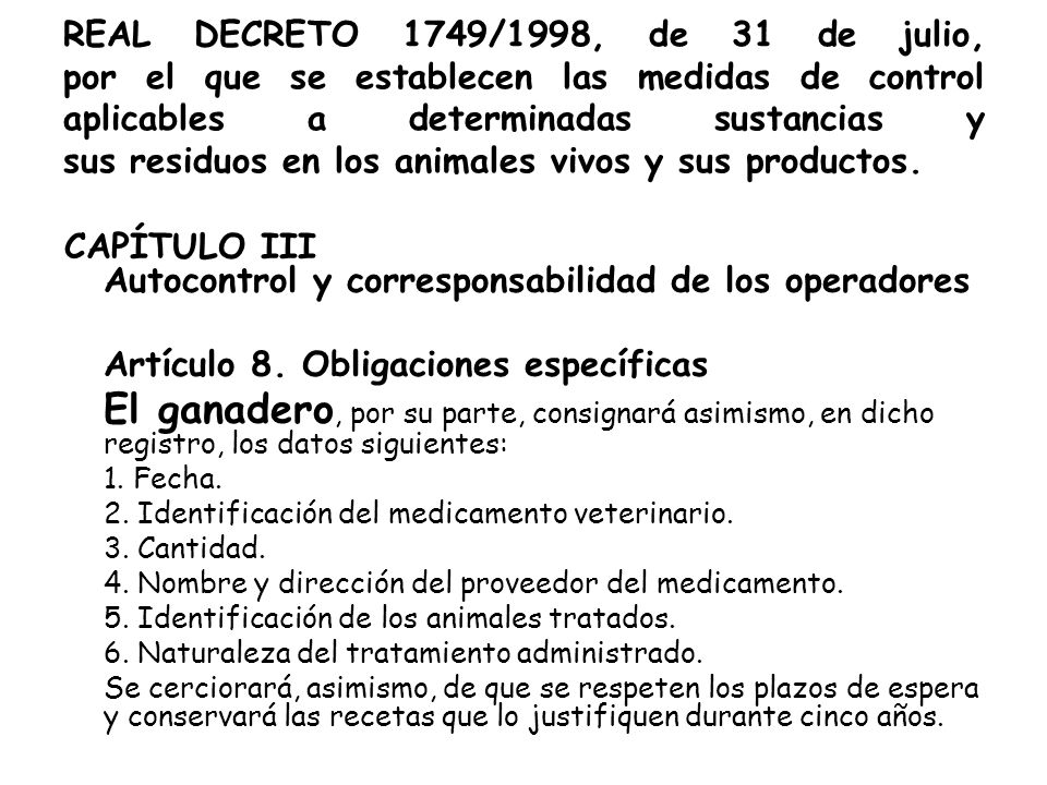 CAPÍTULO III Autocontrol y corresponsabilidad de los operadores