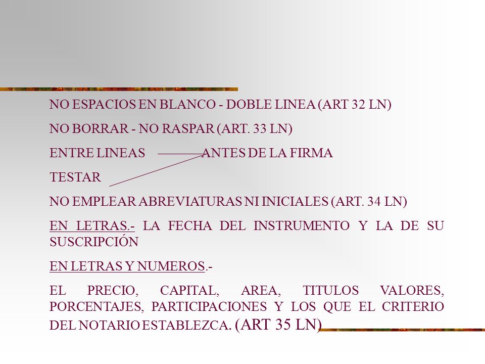 NO ESPACIOS EN BLANCO - DOBLE LINEA (ART 32 LN)