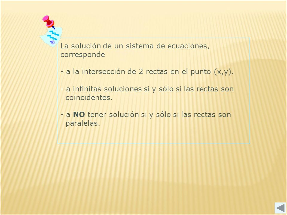 La solución de un sistema de ecuaciones, corresponde