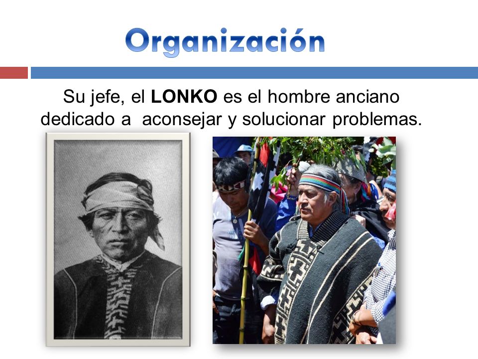 Organización Su jefe, el LONKO es el hombre anciano dedicado a aconsejar y solucionar problemas.