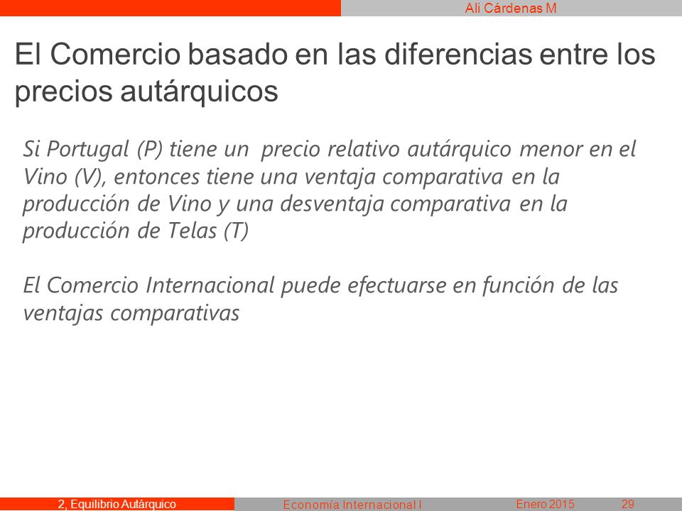 El Comercio basado en las diferencias entre los precios autárquicos
