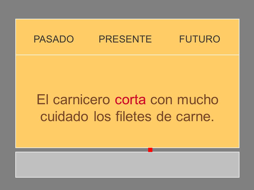 El carnicero corta con mucho cuidado los filetes de carne.