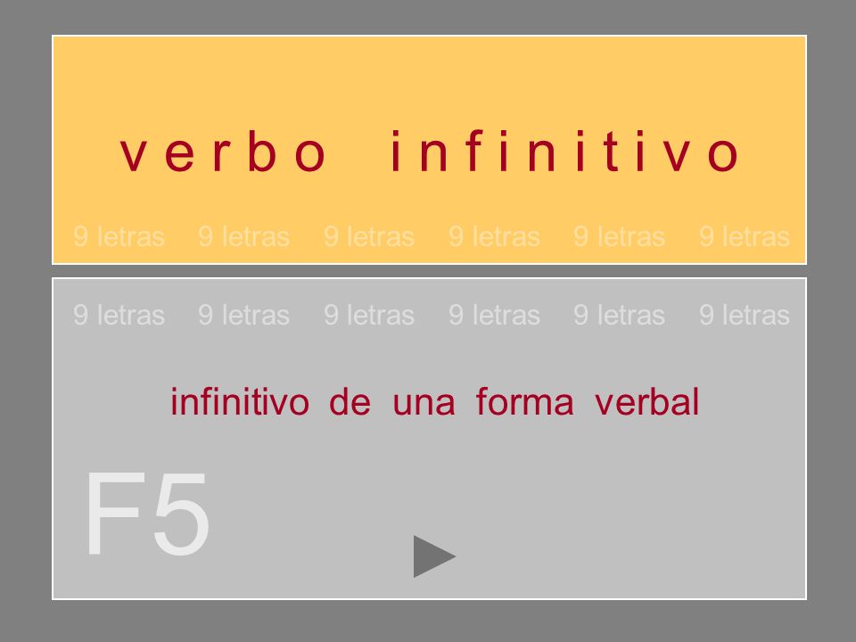 F5 v e r b o i n f i n i t i v o infinitivo de una forma verbal
