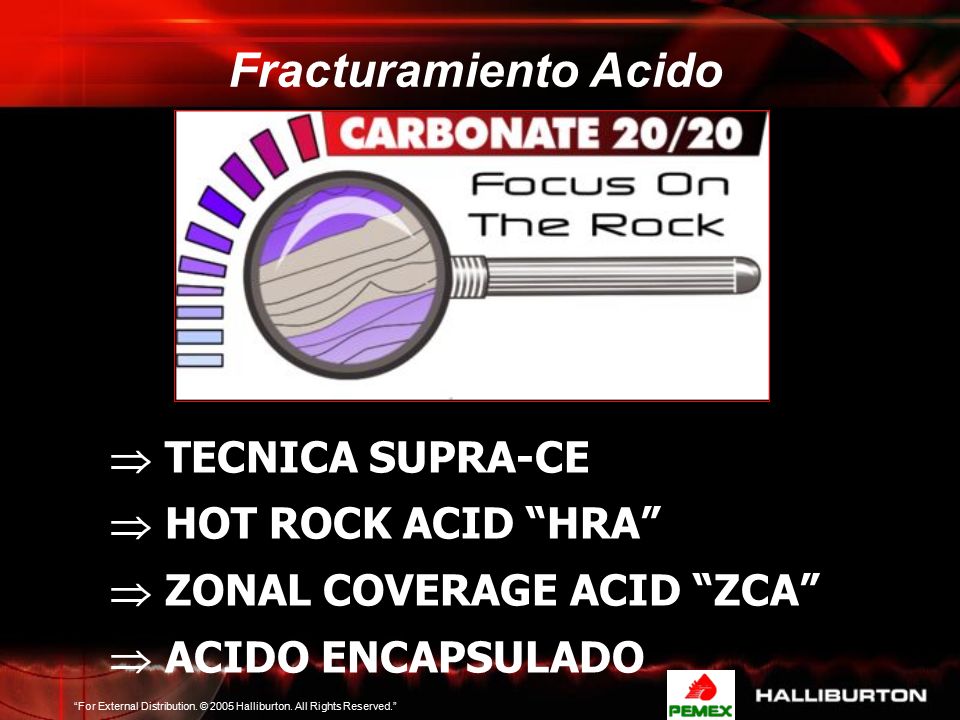 Fracturamiento Acido  TECNICA SUPRA-CE  HOT ROCK ACID HRA
