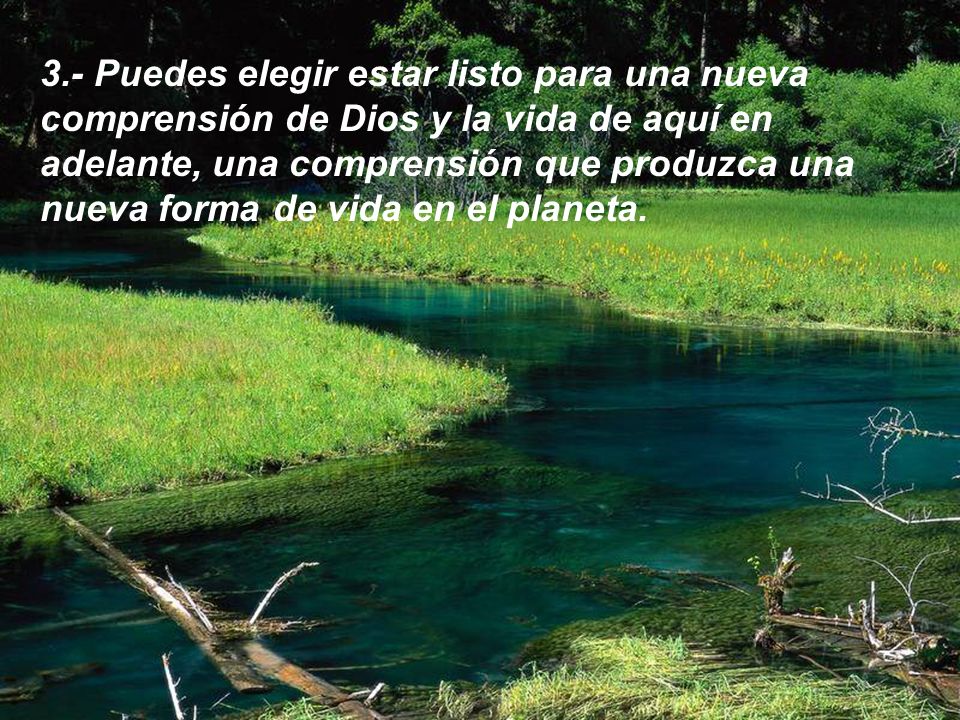 3.- Puedes elegir estar listo para una nueva comprensión de Dios y la vida de aquí en adelante, una comprensión que produzca una nueva forma de vida en el planeta.