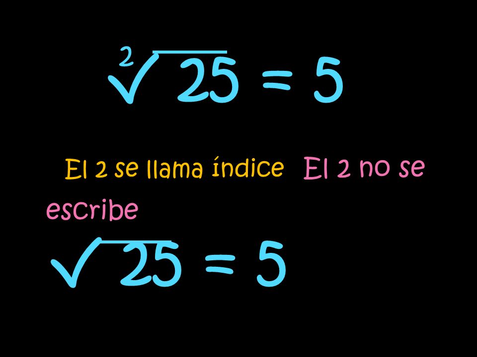 El 2 se llama índice El 2 no se escribe