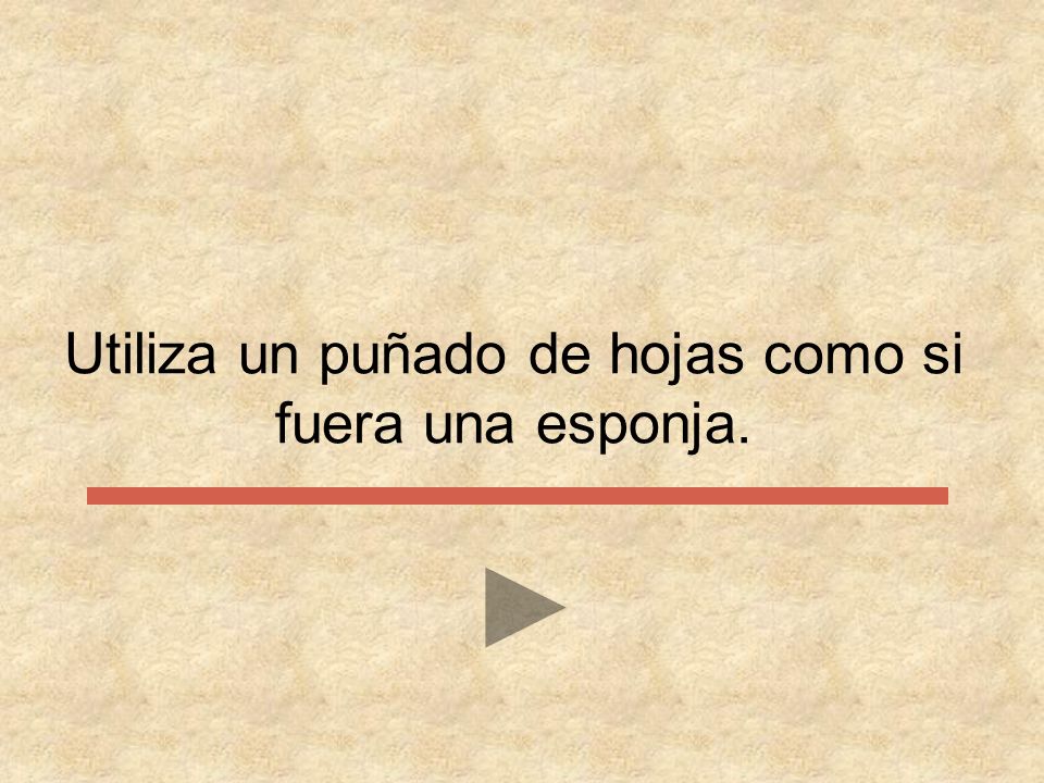 Utiliza un puñado de hojas como si fuera una esponja.
