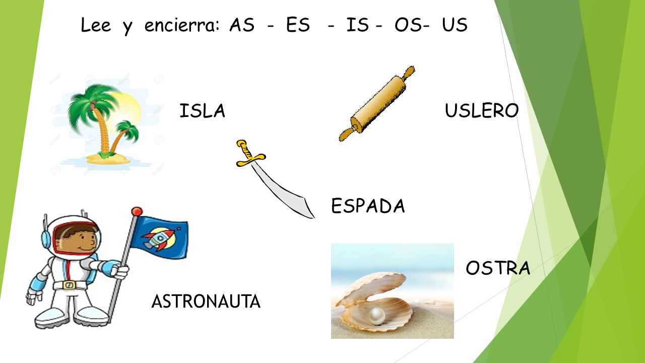 Lee y encierra: AS - ES - IS - OS- US