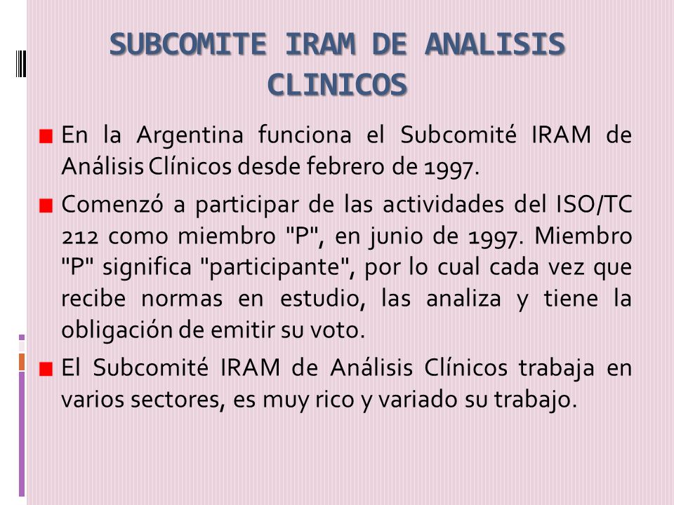 SUBCOMITE IRAM DE ANALISIS CLINICOS