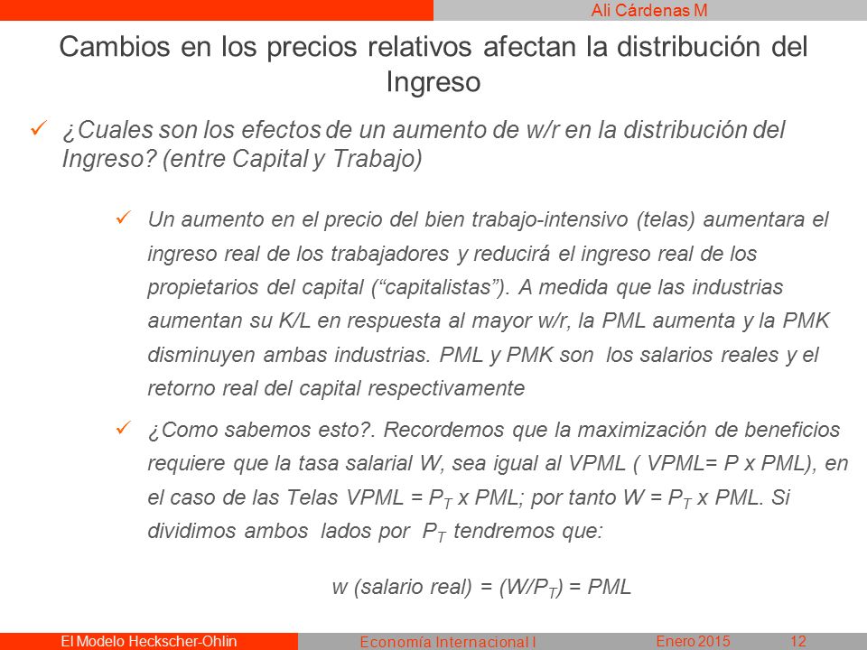 Cambios en los precios relativos afectan la distribución del Ingreso