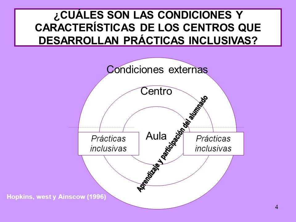 ¿CUÁLES SON LAS CONDICIONES Y CARACTERÍSTICAS DE LOS CENTROS QUE DESARROLLAN PRÁCTICAS INCLUSIVAS